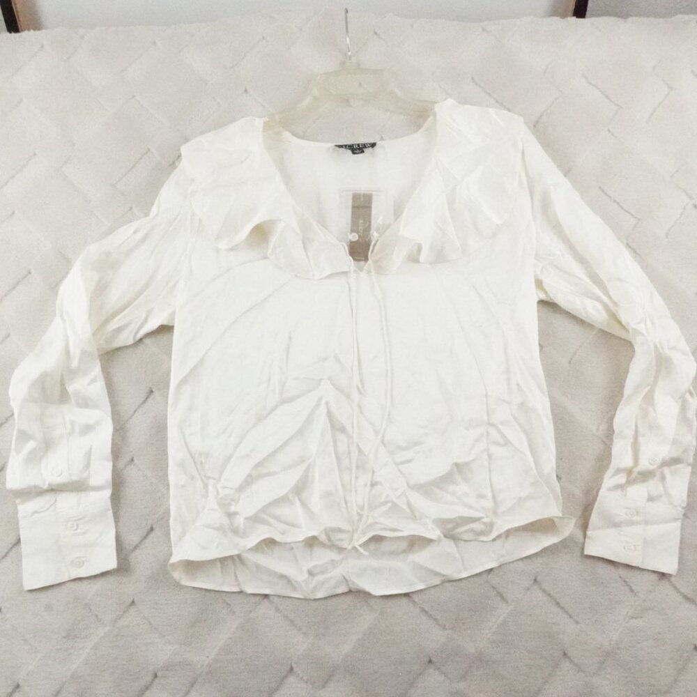 J.Crew Goldie Top In Satin Womens Small Ruffle V-Neck
